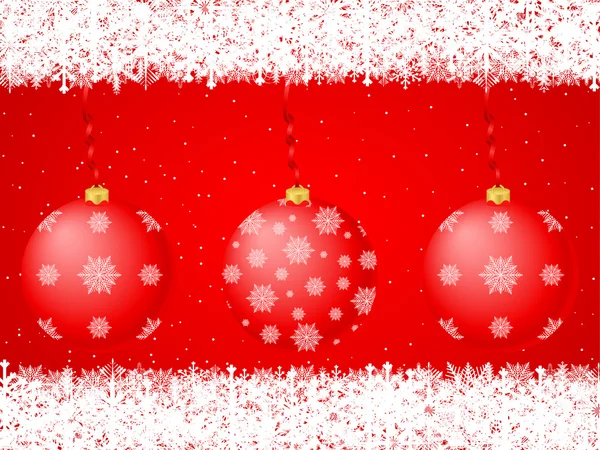 Karácsonyi labdák háttér piros — Stock Vector