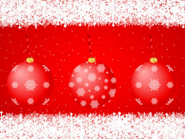 Christmas balls background red