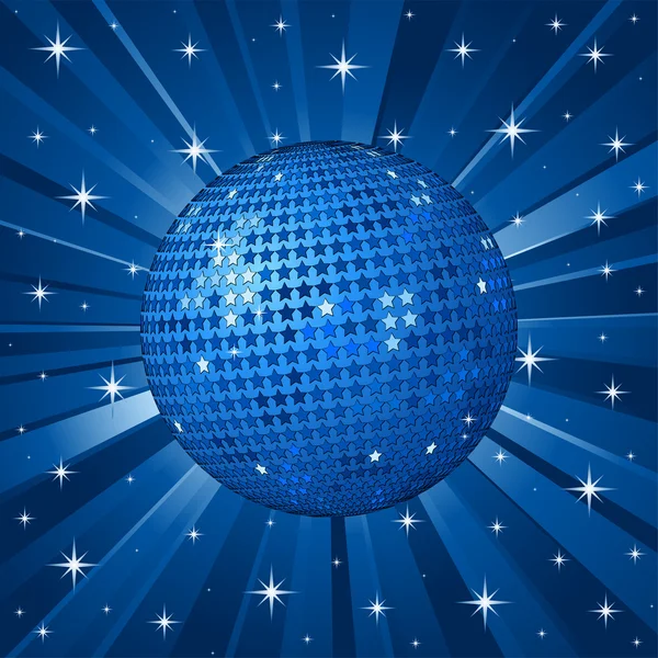 青いベクトル背景光線とボール — ストックベクタ