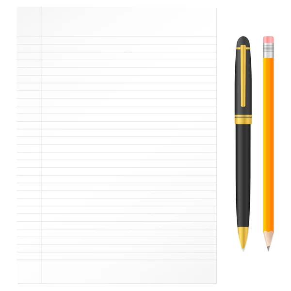 Sheet pencil and pen — Stock Vector