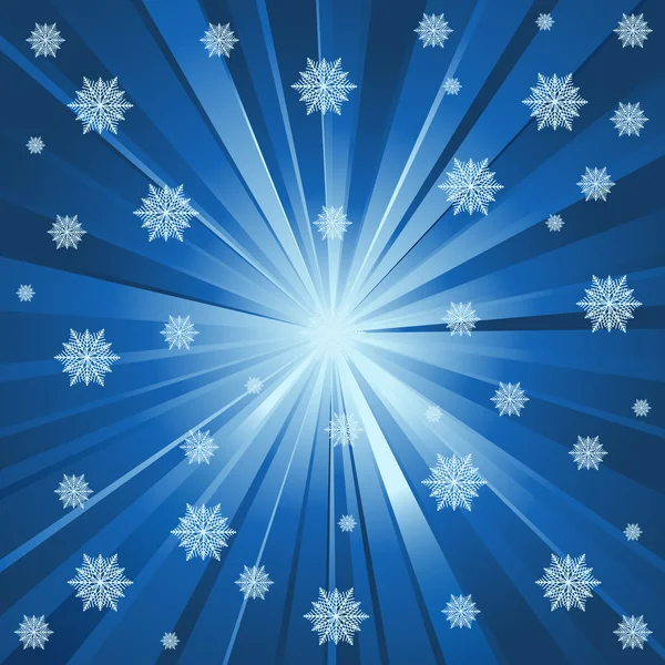 Blue rays and snowflakes — Stock Vector