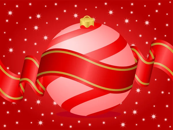 Boule de Noël et ruban rouge — Image vectorielle