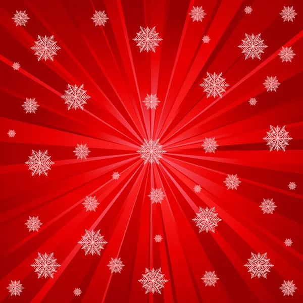 Rode stralen en sneeuwvlokken — Stockvector