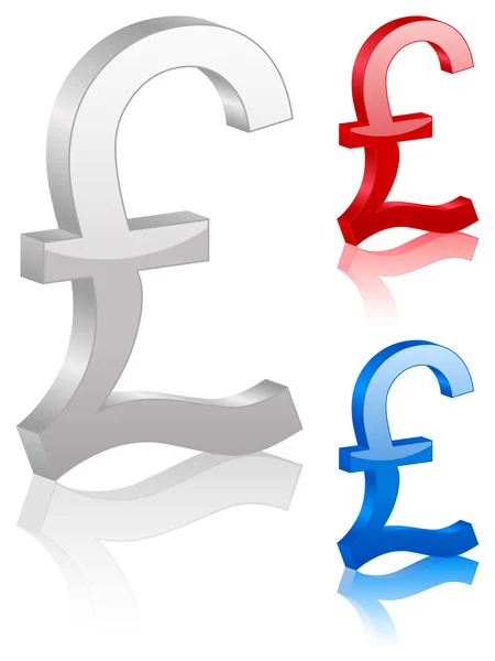 3D símbolo de la libra británica — Vector de stock