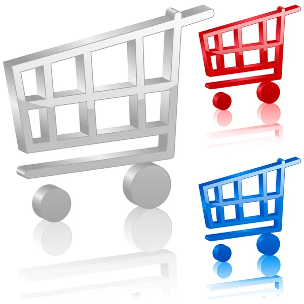 3D shopping cart symbol — Stock vektor