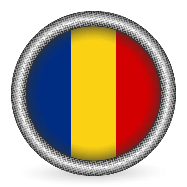 Romanya bayrağı düğmesi — Stok Vektör
