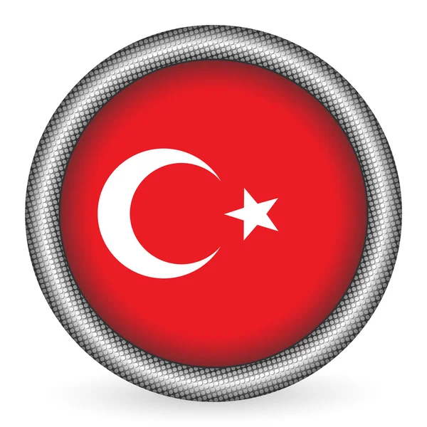Turkiet flagga knappen — Stock vektor