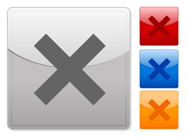 彩色方形 Web 按钮取消在白色背景上 矢量插画 — 图库矢量图片