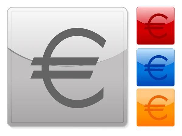 Farbe Quadratische Web Buttons Euro Auf Weißem Hintergrund Vektorillustration — Stockvektor