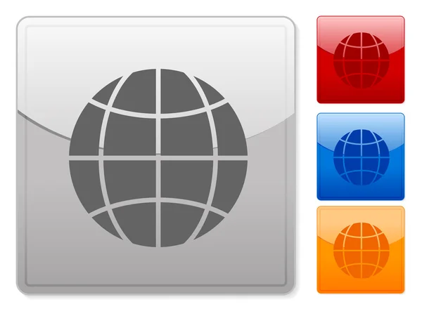 Boutons web carrés globe — Image vectorielle