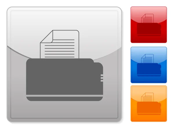 Imprimante boutons web carrés — Image vectorielle