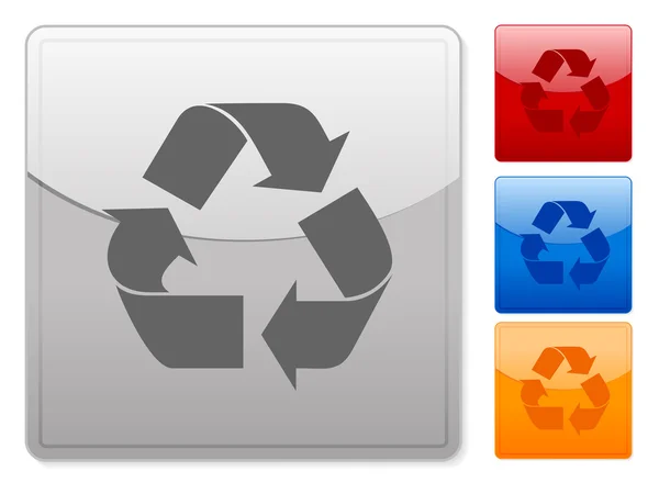 Vierkante web knoppen recycle symbool — Stockvector