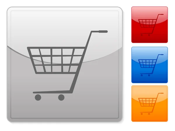 颜色方形 Web 按钮在白色背景上的购物车 矢量插画 — 图库矢量图片
