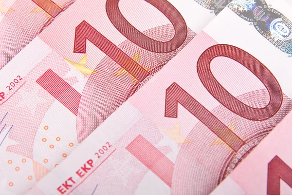 Närbild Bakgrund Tio Eurosedlar — Stockfoto