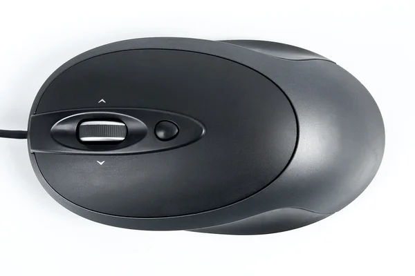 Computador Mouse Preto Isolado Fundo Branco — Fotografia de Stock