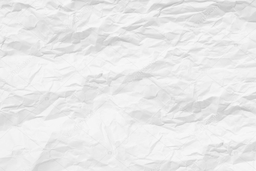 Blank white crumpled sheet paper. Texture background.