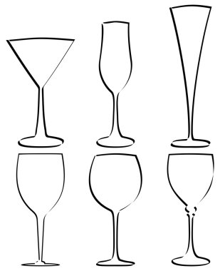 Isolated stem glass outline on a white background. Vector illustration. clipart