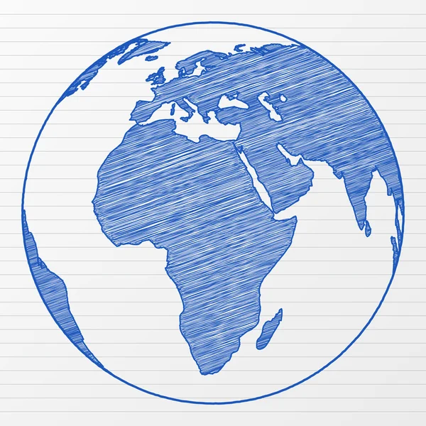Zeichnung Welt Globus 2 — Stockvektor