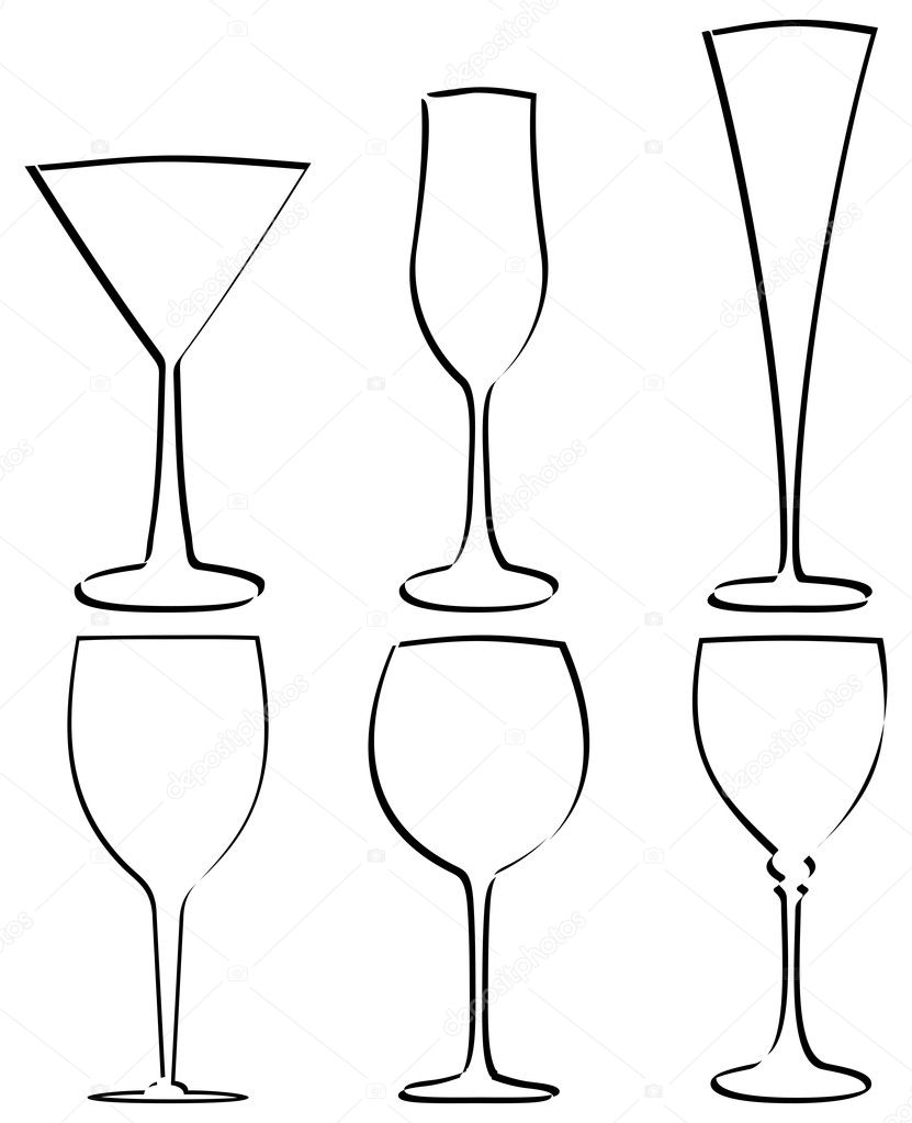 Isolated stem glass outline on a white background. Vector illustration.
