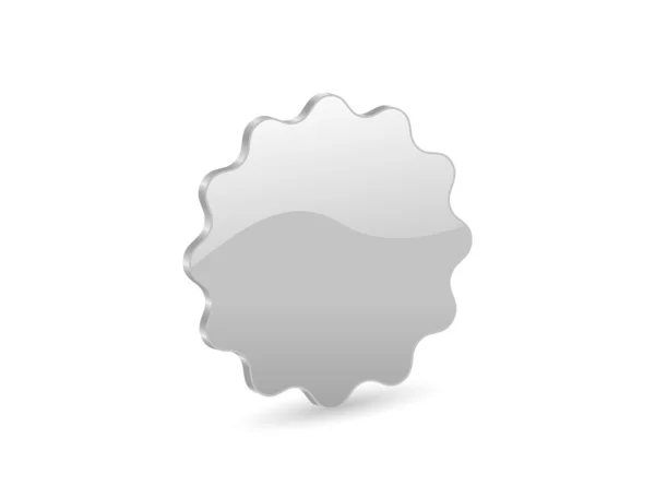 Stříbrný Odznak Izolovaných Bílém Pozadí Vektorové Ilustrace — Stockový vektor