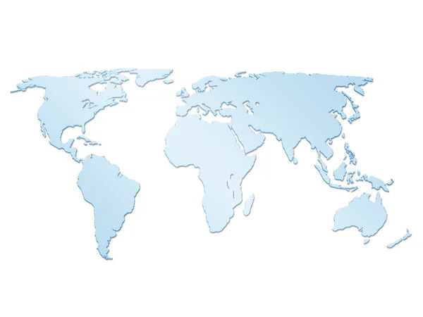 Mappa Isolata Del Mondo Blu Sfondo Bianco — Foto Stock