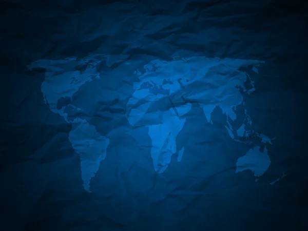 Mappa Del Mondo Sfondo Carta Grunge Blu — Foto Stock