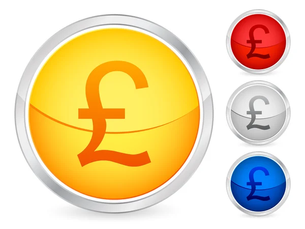 British Pound Buttons Set White Background Vector Illustration — Stock Vector