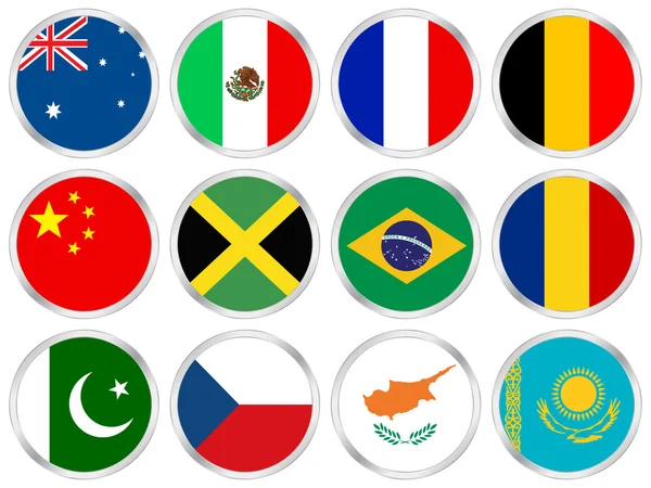 Nationsflaggor cirkeln ikon set 2 — Stock vektor