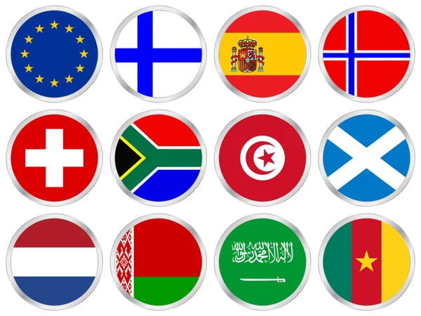 Banderas nacionales círculo icono conjunto 3 — Vector de stock