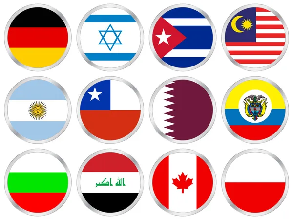 Banderas nacionales círculo icono conjunto 4 — Vector de stock