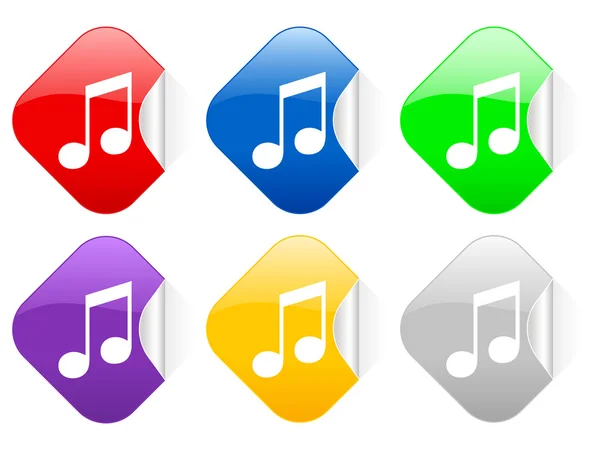 Music square stickers — Stock Vector