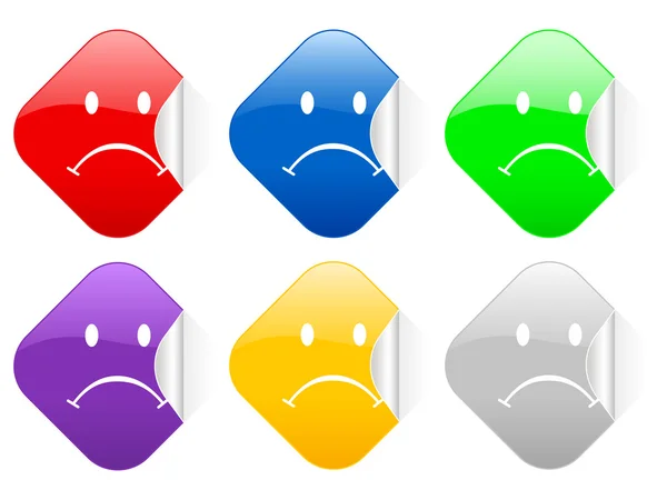 Sad face square stickers — Stock Vector