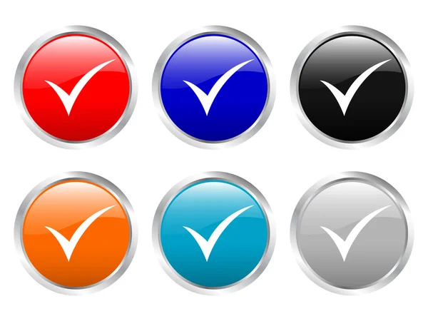 Símbolo de verificação de botões brilhantes —  Vetores de Stock