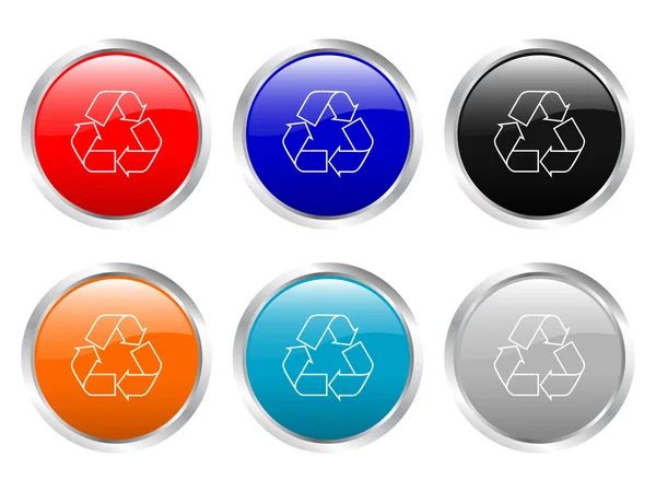 Γυαλιστερά κουμπιά ανακύκλωσης — Διανυσματικό Αρχείο