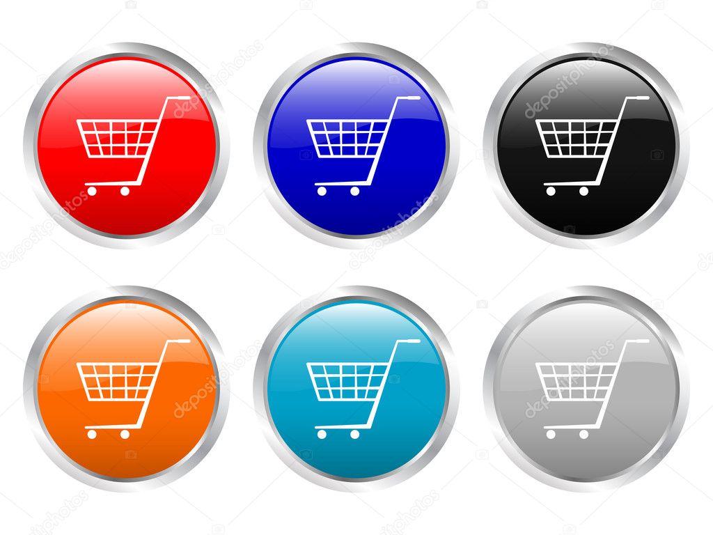 Glossy buttons shopping cart