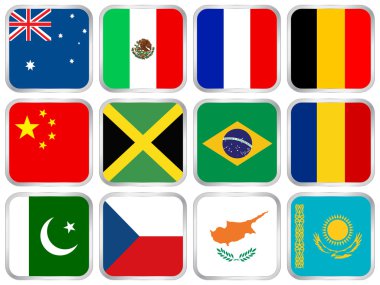 national flags square icon set 2 clipart