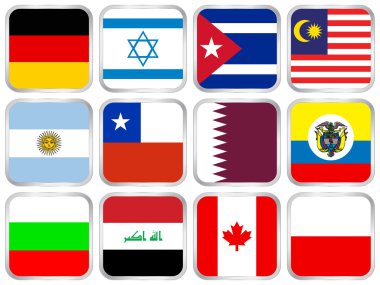 national flags square icon set 4 clipart