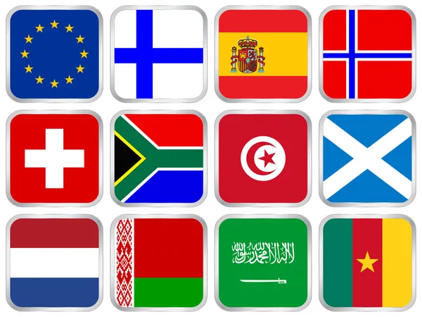 Bandiere nazionali quadrato icona set 3 — Vettoriale Stock