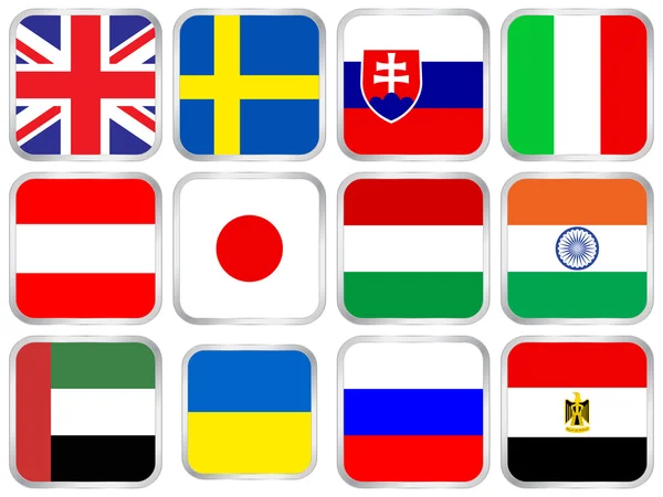 Banderas nacionales conjunto de iconos cuadrados 5 — Archivo Imágenes Vectoriales