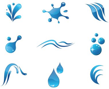 Water elements icons clipart