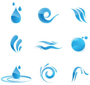 Glossy water icons clipart