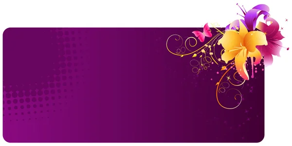 Bannière violette avec fleurs de lys — Image vectorielle