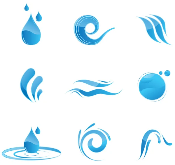 Iconos de agua brillante — Vector de stock