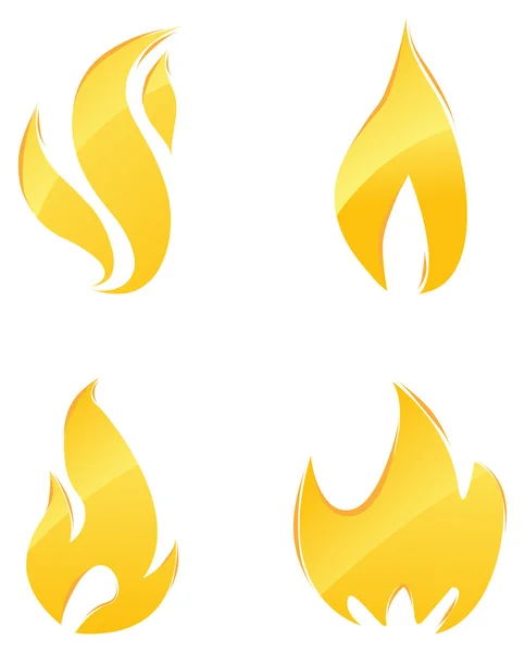 Glansigt ikoner av eld — Stock vektor