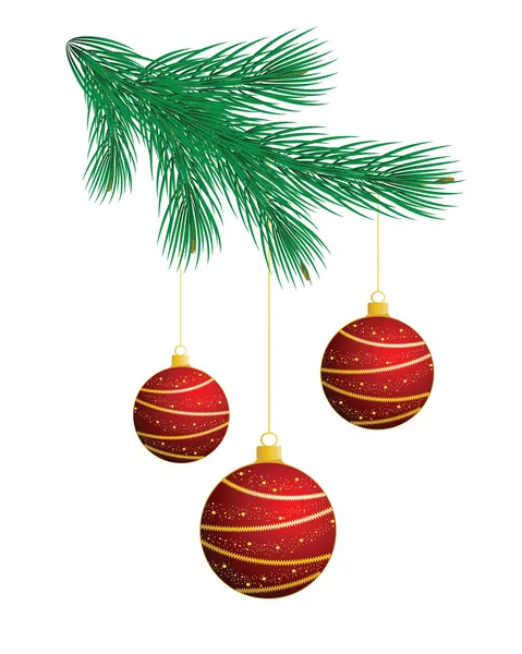 Albero di Natale con palline rosse — Vettoriale Stock