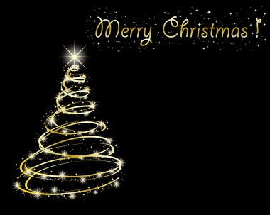 Christmas tree on black background. clipart