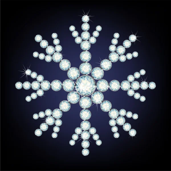 Flocon de neige en diamants . — Image vectorielle