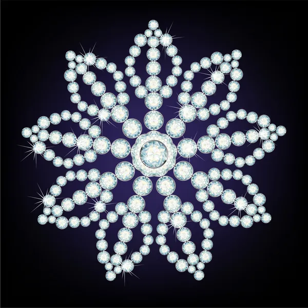 Snowflake made from diamonds. — Stock Vector