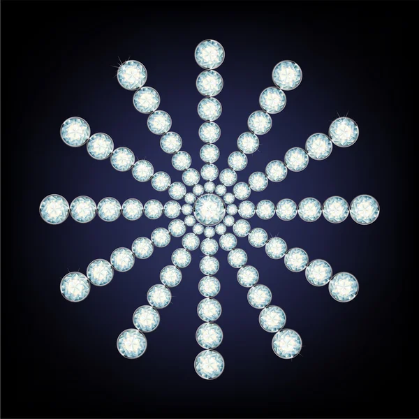 Sneeuwvlok gemaakt van diamanten. — Stockvector