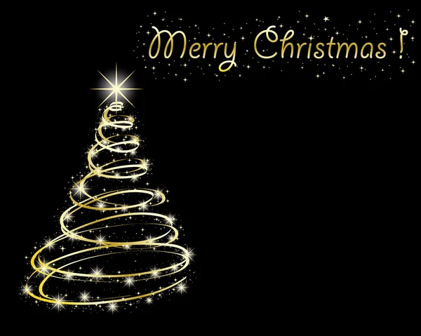 Arbre de Noël sur fond noir. — Image vectorielle